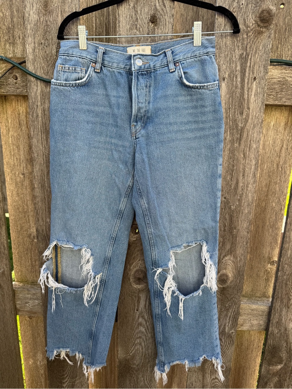 We The Free Light Blue Distressed Straight Leg Jeans